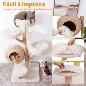 Árvore para Gatos, 59 x 59 x 134 cm, 5 Níveis com Casota, Branco