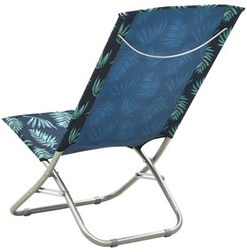 Cadeiras de praia dobráveis 2 pcs tecido padrão de folhas