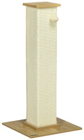 PawHut Poste Arranhador para Gatos com Poste de Sisal e Bola Suspensa para Interior 38x38x80cm Carvalho