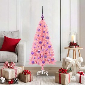 vidaXL Árvore de Natal com 150 LEDs com suporte Rosa 120 cm PVC