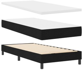 Cama Box Spring com Colchão &amp; LED Preto 90x200 cm Tecido
