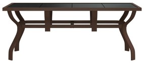 Mesa de jardim 180x80x70 cm aço e vidro castanho/preto