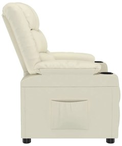 Cadeira reclinável couro artificial cor creme