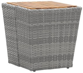 5 pcs conjunto bistrô de jardim vime PE/acácia maciça cinzento