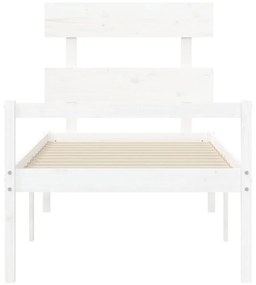 Cama para idosos com cabeceira 100x200 cm madeira maciça branco