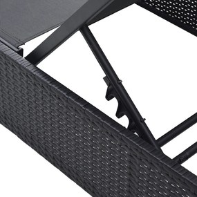 Espreguiçadeira Preta 60x200x27 cm Rattan Sintético