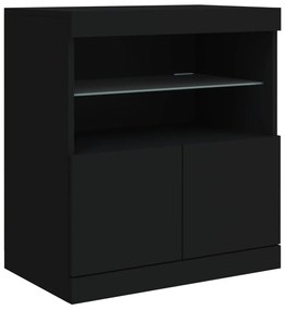 Aparador com luzes LED 181,5x37x67 cm preto