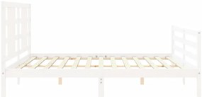 Estrutura de cama com cabeceira 200x200cm madeira maciça branco