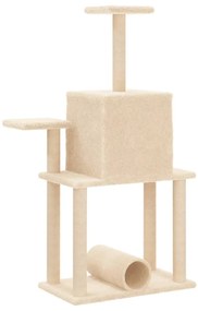 Árvore para gatos c/ postes arranhadores sisal 122 cm cor creme