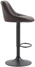 Banco de bar Lazio em couro sintético e com estrutura preta 46 x 83-104 x 49 cm Castanho