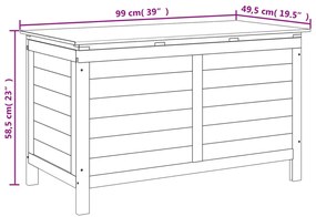 Caixa de arrumação p/ jardim 99x49,5x58,5cm abeto maciço branco