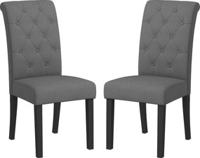 Conjunto de 2 cadeiras de sala de jantar de grande conforto com pés de madeira Lin 47 x 61 x 101 cm cinzento escuro