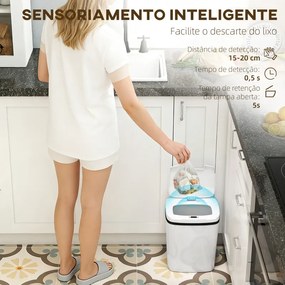Caixote de Lixo Automático 15L com Sensor Infravermelhos e Modo Manual Anel de Retenção Antimarcas 27,6x21,4x33,5 cm Branco