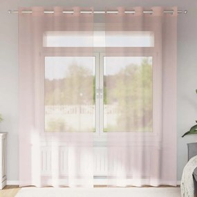 vidaXL Cortinas de voile com ilhós 2 pcs rosa-claro 140x245 cm