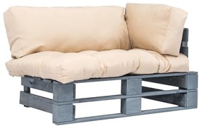 vidaXL Sofá de paletes p/ jardim c/ almofadões cor areia madeira pinho