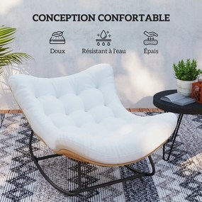 Cadeira de baloiço de jardim em forma de ovo com almofada acolchoada 98 x 111 x 74 cm creme
