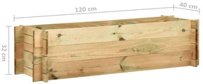 Canteiro elevado jardim 120 cm madeira pinho impregnado