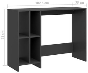 Secretária 102,5x35x75 cm derivados de madeira cinza