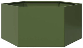 vidaXL Vaso/floreira de jardim hexagonal 104x90x45 cm aço verde