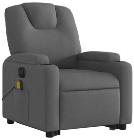 Poltrona elétrica elevatória massagens tecido cinzento-escuro