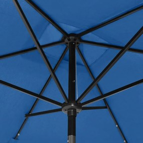 Guarda-sol de jardim c/ luzes LED/poste de aço 2x3 m azul ciano