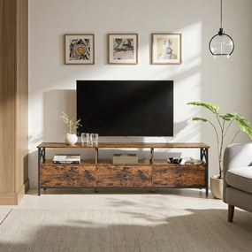 Móvel TV 178 x 40 x 50 cm para televisores até 80 polegadas, amplo espaço de arrumação castanho-preto