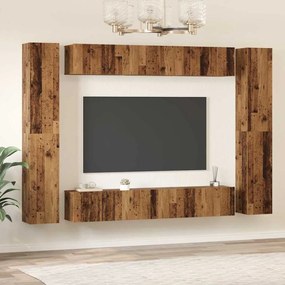 Conjunto de móvel de TV 10 pcs Madeira antiga 30.5 x 30 x 90 cm