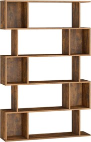 Estante em forma de S com 5 prateleiras abertas 24 x 90 x 159 cm Castanho vintage