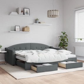 Sofá-cama c/ gavetão e gavetas 90x200 cm tecido cinzento-escuro