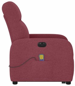Poltrona elevatória de massagens elétrica tecido vermelho tinto
