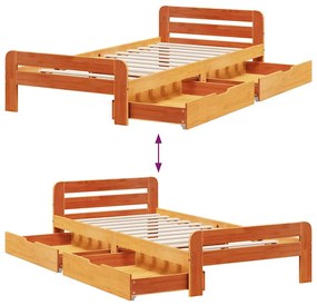 Cama sem colchão 75x190 cm madeira de pinho maciça castanho-mel