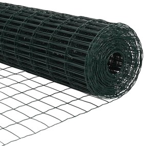 Cerca Euro com 13 Postes 0.6x25 m de Aço Galvanizado Verde