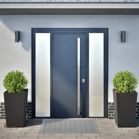 Vaso/floreira de jardim 2 pcs 45x45x75 cm aço preto