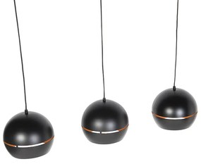 Candeeiro suspenso design preto com interior dourado 3 luzes - Buell Industrial