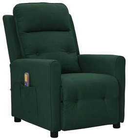 vidaXL Poltrona de massagens tecido verde-escuro