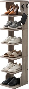 Sapateira estreita para sapatos com 7 prateleiras 30 x 26,4 x 110,4 cm cinza mesclado