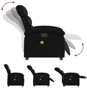 Poltrona massagens reclinável elétrica couro artificial preto