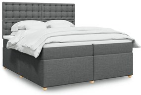 vidaXL Cama com molas/colchão 200x200 cm tecido cinzento-escuro