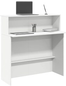 vidaXL Balcão de recepção 100x50x103,5 cm derivados de madeira branco