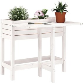 Floreira de jardim com tampo dobrável pinho maciço branco