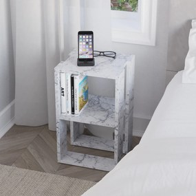 Mesa de Cabeceira "Carrara" - Mármore Carrara - 30x55x30cm - Design Mo