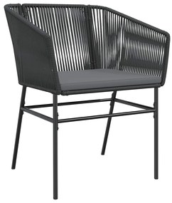 Conjunto de jantar jardim 9 peças almofadas vidro vime PE preto