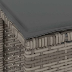 Conjunto de Jantar de Jardim de 3 Peças com Almofadas Cinza em Rattan