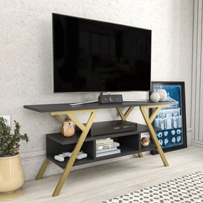 Móvel TV Minerva – Dourado e Antracite – 120x35x55 cm