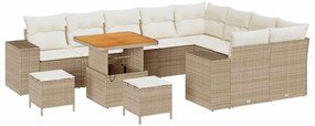 Sofá de Jardim Modular de 12 Peças da com Almofadas Beiges em Rattan S