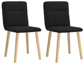Cadeiras de jantar 2 pcs tecido preto