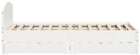 Cama sem colchão 140x200 cm madeira de pinho maciça branco