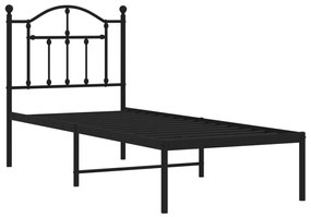 Estrutura de cama com cabeceira 75x190 cm metal preto