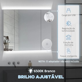 HOMCOM Armário Casa de Banho com Espelho e Luzes LED Armário com Espel