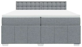 Cama com molas/colchão 200x200 cm tecido cinza-claro